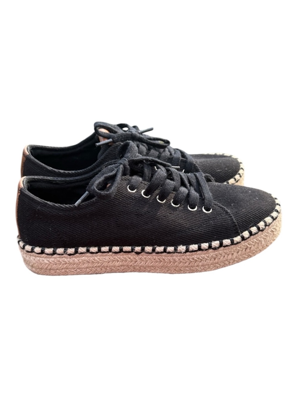 Tretorn Eve Platform Espadrille Lace Up Shoes Black 7.5